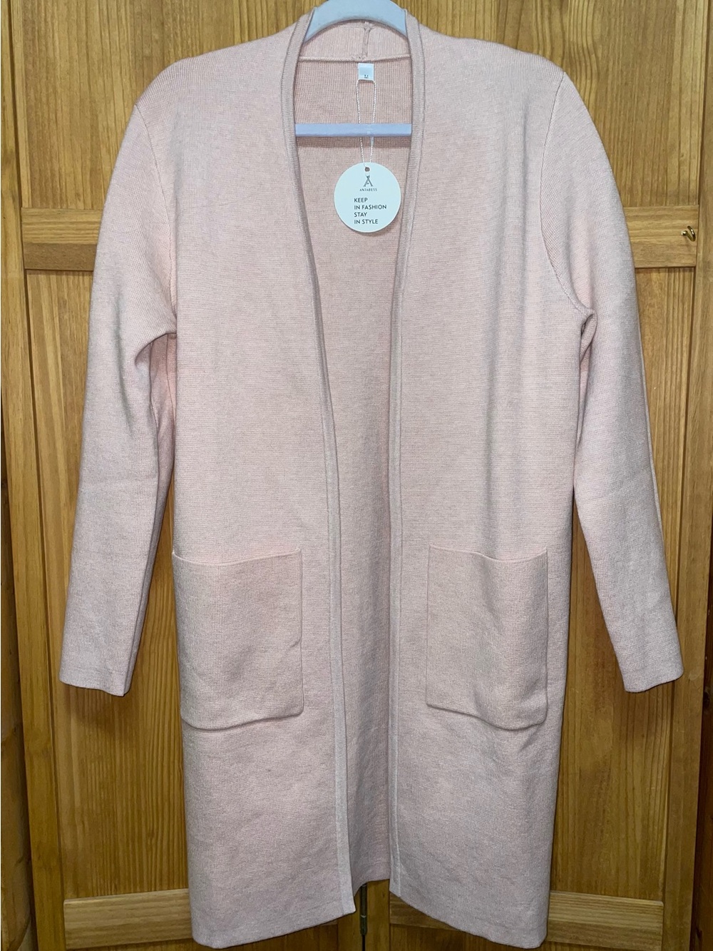 Women’s Anrabess Long Open-Front Sweater Cardigan - Soft Blush